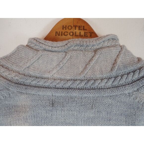 Eddie Bauer Merino Wool Gray Sweater Small V-Neck Layering Cable Knit Classic - Picture 6 of 10